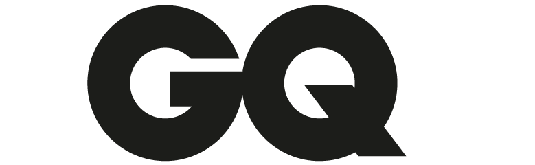 Black GQ magazine logo with bold, uppercase letters on a white background.